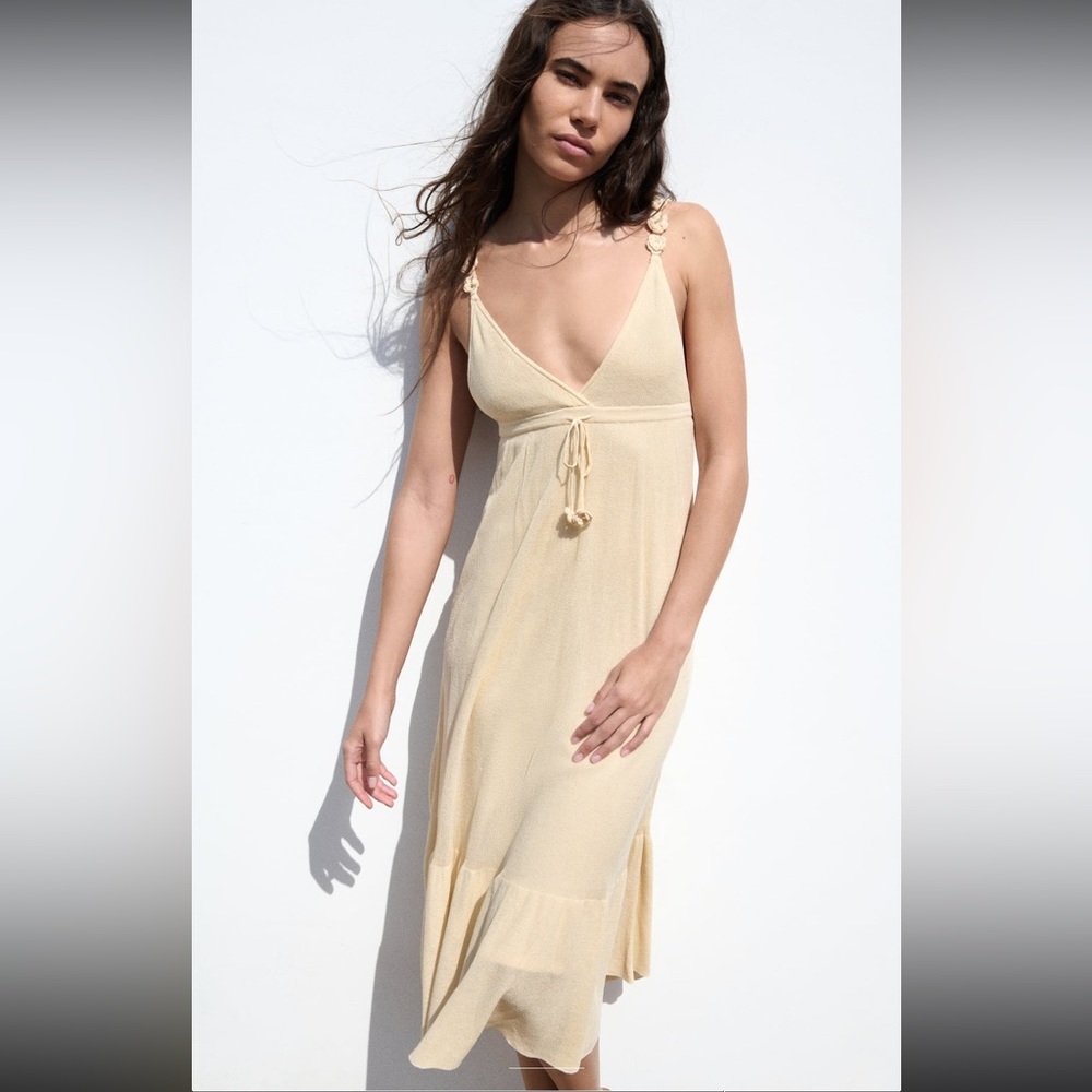 NWT zara floral strap midi dress size s